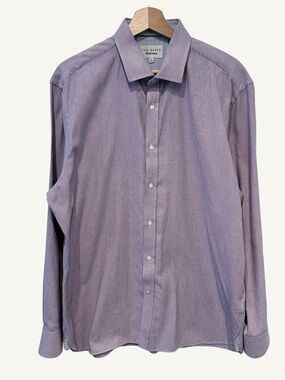 Ted Baker Endurance Plum Button Down Shirt 17 34/35 Cotton